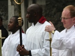 Candlebearers and the crucifer with the Revd Roy Byrne and the Christ Church Cathedral Choir following the ordination of the Revd Robert Lawson, the Revd Anne-Marie O'Farrell and the Revd Stephen Farrell to the priesthood in Christ Church Cathedral.